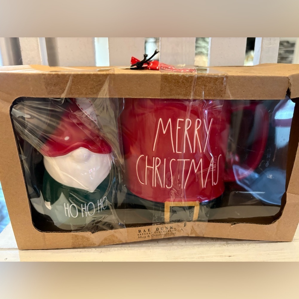 Rae Dunn Red Christmas Mug and Gnome Set